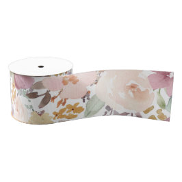 Mooie romantische waterverf bloemen grosgrain lint