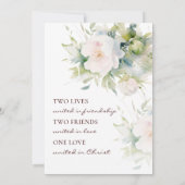 Mooie romantische witte bloemenbruiloft Christelij Kaart (Achterkant)