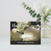 Mooie romantische witte roos bruiloft bedankt briefkaart (Staand voorkant)