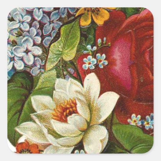 Mooie Romantische zomerkamp met Red Rose Vierkante Sticker (Voorkant)