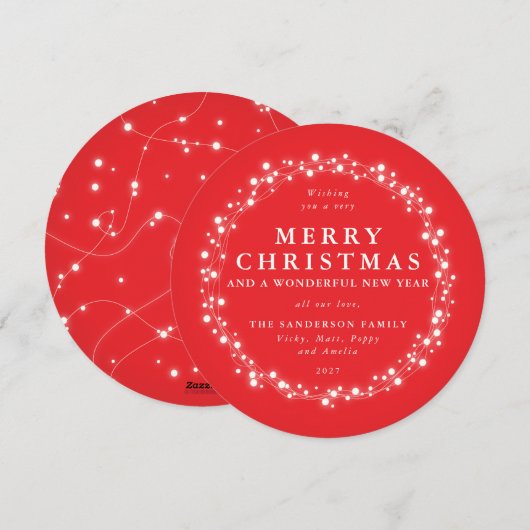 Mooie Ronde Rood Roodverlichting Holiday Kaart (Voorkant / Achterkant)