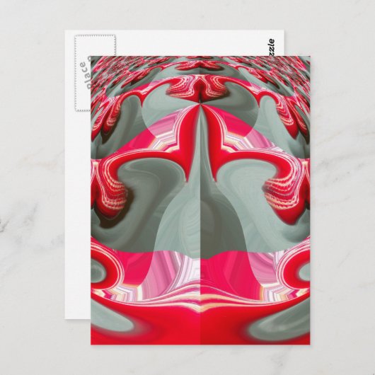 Mooie Rood as grijs geometrisch motief ART design Briefkaart (Voorkant / Achterkant)