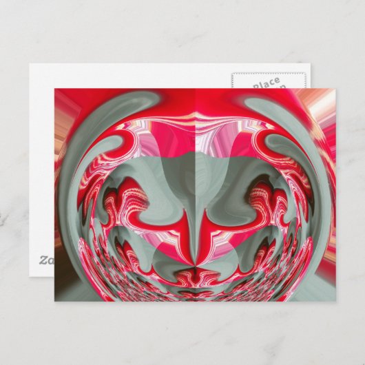 Mooie Rood as grijs geometrisch motief ART design Briefkaart (Voorkant / Achterkant)