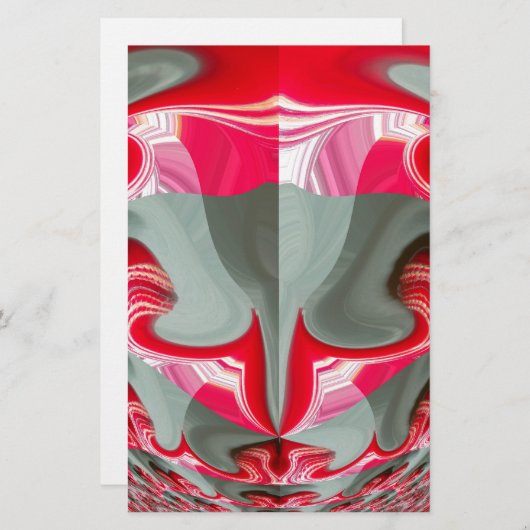 Mooie Rood as grijs geometrisch motief ART design Briefpapier (Voorkant / Achterkant)