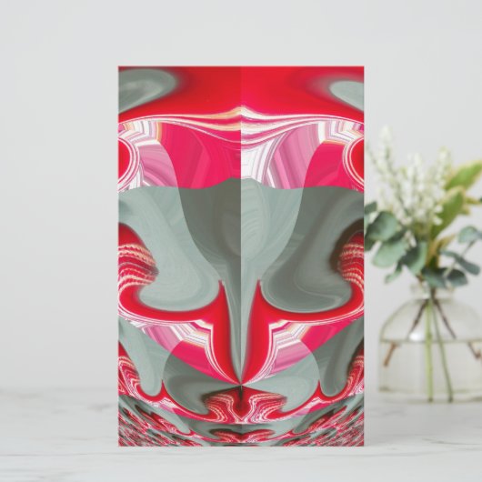 Mooie Rood as grijs geometrisch motief ART design Briefpapier (Staand voorkant)