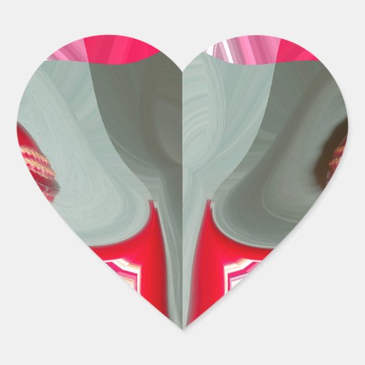 Mooie Rood as grijs geometrisch motief ART design Hart Sticker (Voorkant)