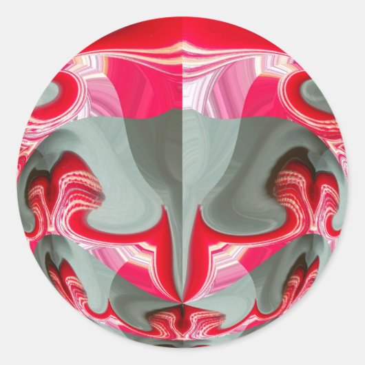 Mooie Rood as grijs geometrisch motief ART design Ronde Sticker (Voorkant)
