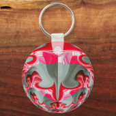 Mooie Rood as grijs geometrisch motief ART design Sleutelhanger (Voorkant)