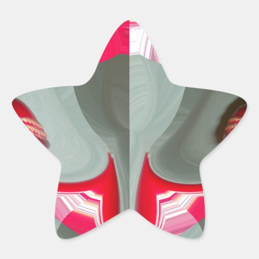 Mooie Rood as grijs geometrisch motief ART design Ster Sticker (Voorkant)