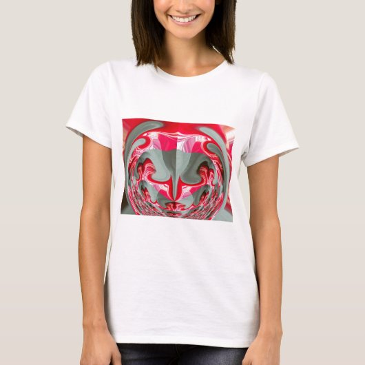 Mooie Rood as grijs geometrisch motief ART design T-shirt (Voorkant)