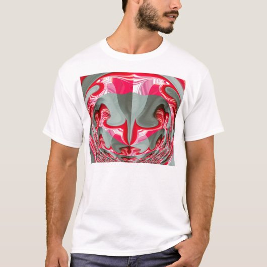 Mooie Rood as grijs geometrisch motief ART design T-shirt (Voorkant)
