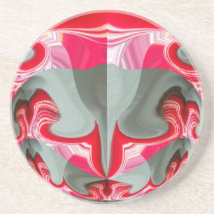 Mooie Rood as grijs geometrisch motief ART design Zandsteen Onderzetter