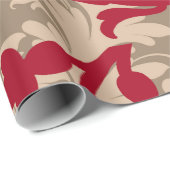 Mooie Rood Bruin Damast Cadeaupapier (Rol Hoek)