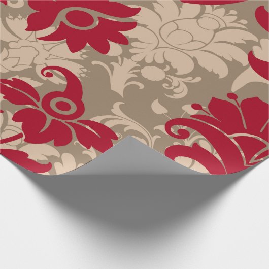 Mooie Rood Bruine Damast Cadeaupapier (Hoek)