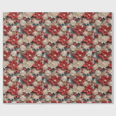 Mooie Rood en Wit 3D Poinsettias Cadeaupapier (Vlak)
