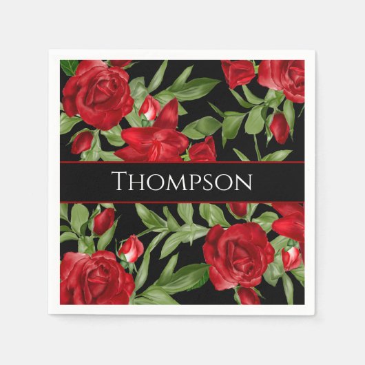 Mooie Rood en Zwart met Rode Trim Custom Servet (Voorkant)