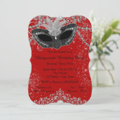 Mooie Rood en Zwarte Maskerade Feestje Kaart (Staand voorkant)