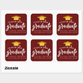 Mooie Rood Goud Afstudeerder Pet 2025 Afstuderen Vierkante Sticker (Vel)