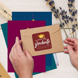 Mooie Rood Goud Afstudeerder Pet 2025 Afstuderen Vierkante Sticker