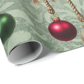 Mooie Rood,Goud,Groen Kerst Bal Ornament Cadeaupapier (Rol Hoek)