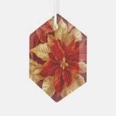 Mooie  Rood Goud Poinsettias Ornament (Voorkant links)