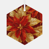Mooie  Rood Goud Poinsettias Ornament (Achterkant)
