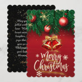 Mooie Rood Goud Vrolijk Kerstfeest Persoonlijke We Kaart (Voorkant / Achterkant)