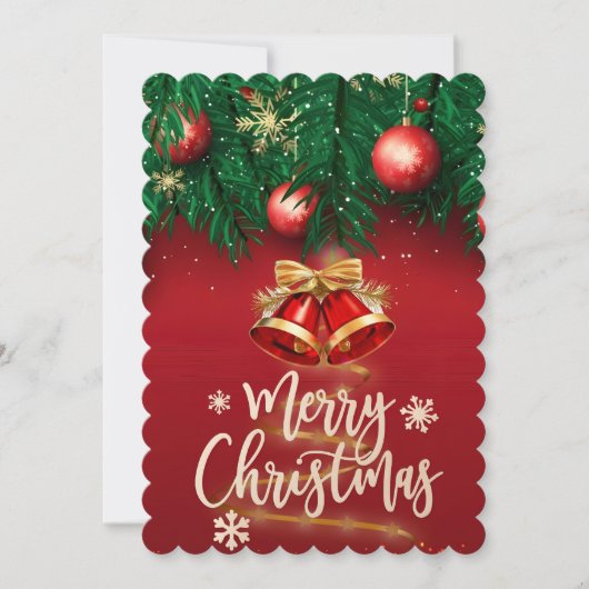 Mooie Rood Goud Vrolijk Kerstfeest Persoonlijke We Kaart (Voorkant)