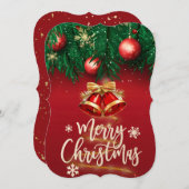 Mooie Rood Goud Vrolijk Kerstwensen Kaart (Voorkant / Achterkant)