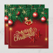 Mooie Rood Gouden Kerst Wenskaart Kaart (Voorkant / Achterkant)