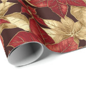 Mooie rood gouden Poinsettias kerst Cadeaupapier (Rol Hoek)