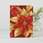 Mooie rood gouden  Poinsettias kerst Feestdagenkaart (Staand voorkant)