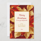 Mooie rood gouden  Poinsettias kerst Feestdagenkaart (Achterkant)