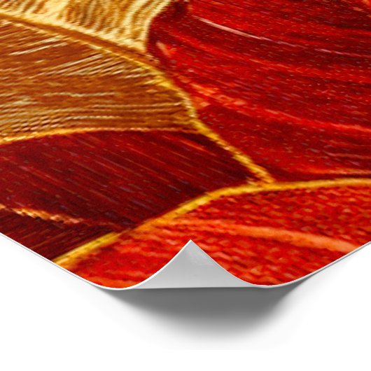 Mooie rood gouden  Poinsettias kerst Poster (Hoek)