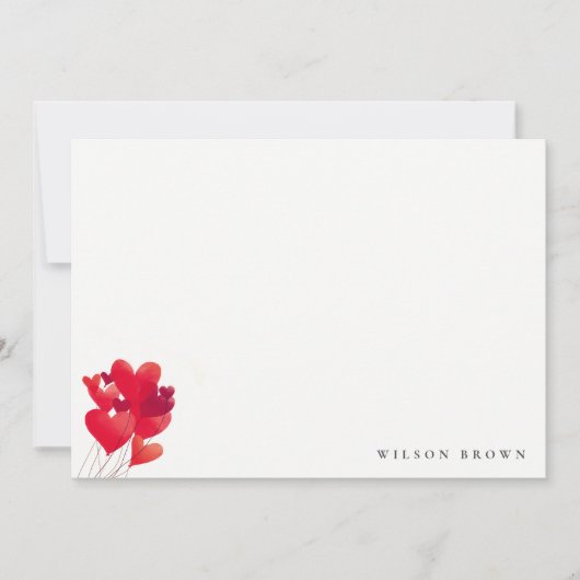 Mooie Rood Hart Ballon Waterverf Ballon Verjaardag Notitiekaartje (Voorkant)
