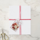 MOOIE ROOD & WIT AMARYLLIS BLOEMEN KERSTMIS CADEAULABEL (Met Touw)