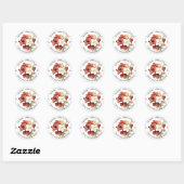 Mooie Rood & Wit Amaryllis Vrolijk Kerstfeest Ronde Sticker (Vel)