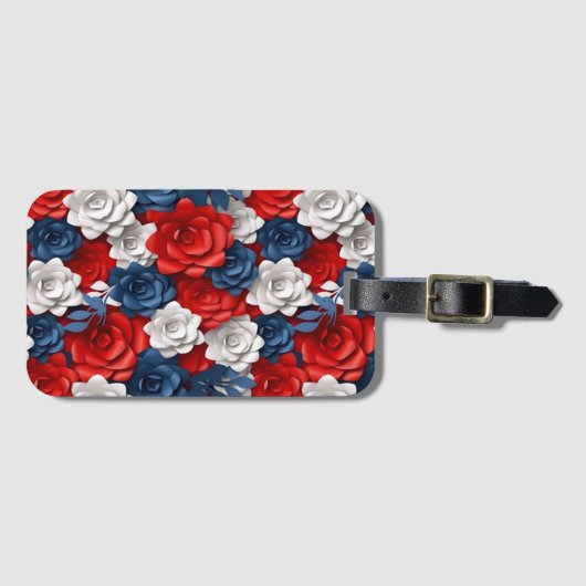 Mooie Rood Wit Blauw Bloementuin Bloemrijk USA Bagagelabel (Voorkant (horizontaal))