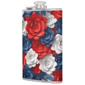 Mooie Rood Wit Blauw Bloemtuin Floral USA Heupfles (Links)