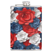 Mooie Rood Wit Blauw Bloemtuin Floral USA Heupfles (Voorkant)