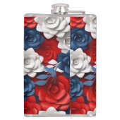Mooie Rood Wit Blauw Bloemtuin Floral USA Heupfles (Achterkant)