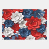 Mooie Rood Wit Blauw Bloemtuin Floral USA Inpakpapier Vel (Voorkant 3)