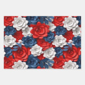 Mooie Rood Wit Blauw Bloemtuin Floral USA Inpakpapier Vel (Voorkant)
