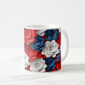 Mooie Rood Wit Blauw Bloemtuin Floral USA Koffiemok (Voorkant rechts)