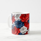 Mooie Rood Wit Blauw Bloemtuin Floral USA Koffiemok (Voorkant links)