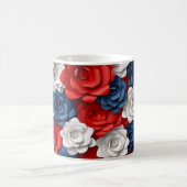 Mooie Rood Wit Blauw Bloemtuin Floral USA Koffiemok (Center)