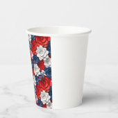 Mooie Rood Wit Blauw Bloemtuin Floral USA Papieren Bekers (Links)