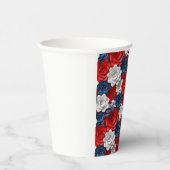 Mooie Rood Wit Blauw Bloemtuin Floral USA Papieren Bekers (Rechts)
