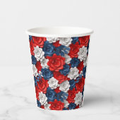 Mooie Rood Wit Blauw Bloemtuin Floral USA Papieren Bekers (Voorkant)