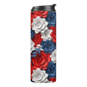 Mooie Rood Wit Blauw Bloemtuin Floral USA Thermosbeker (Gedraaid links)
